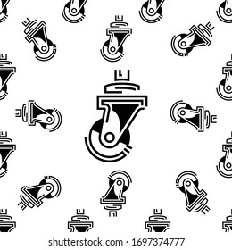 Caster Wheel Icon Seamless Pattern Vector Art Illustration