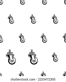 Caster Wheel Icon Seamless Pattern Vector Art Illustration