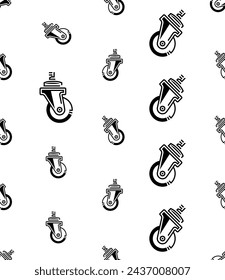 Caster Wheel Icon Seamless Pattern Vector Art Illustration