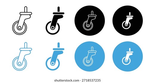 Conjunto de iconos de rueda giratoria: diseño versátil para movilidad, muebles y aplicaciones industriales aisladas sobre fondo blanco, Vector