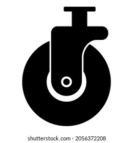 Caster wheel icon in trendy silhouette style design. Vector illustration isolated on white background.