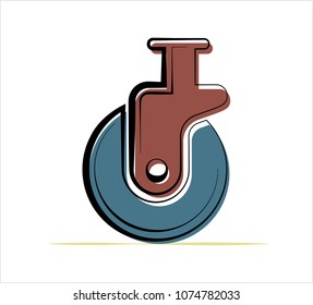 Caster Wheel Icon Vector Art Illustration