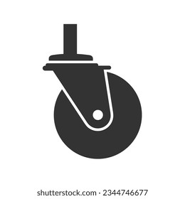Caster Wheel Icon Vector Art Illustration Flat Sign