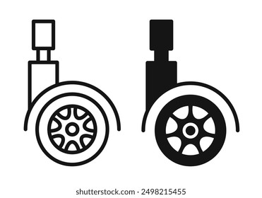 Caster Wheel Iconicon vector collection in outlined and solid style