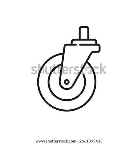 caster wheel line icon on white
