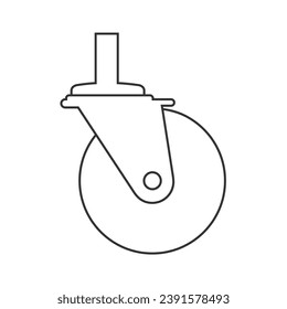 Caster Wheel Line Icon Vector Art Illustration Flat Sign