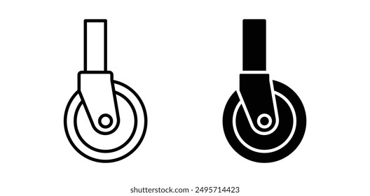 Caster Wheel vector icon set in black color.