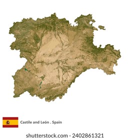 Castile and León, Autonomous Community of Spain Topographic Map (EPS)