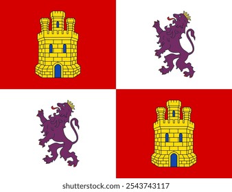 Castile and León's flag represents its rich history and cultural heritage. This Spanish autonomous community is known for medieval architecture, scenic landscapes, and unique traditions