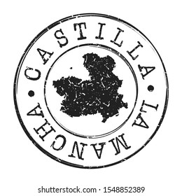 Castile la Mancha Spain Map Postmark. Silhouette Postal Passport. Stamp Round Vector Icon. Vintage Postage Design.