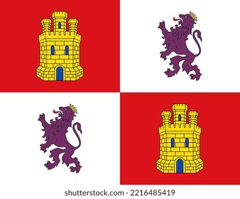 Castile and Leon flag, autonomous community of Spain. Vector illustration.