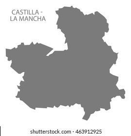 Castilla - La Mancha Spain Map in grey