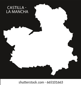 Castilla - La Mancha Spain map black inverted silhouette illustration