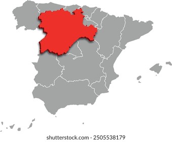 CASTILLA Y LEON map ADMINISTRATIVE DIVISIONS of SPAIN 3d isometric map