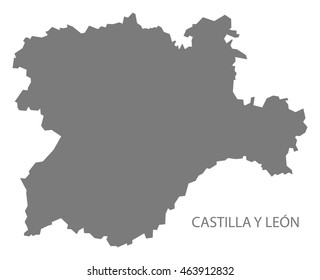 Castilla Y Leon Spain Map in grey