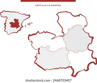 Castilla-La Mancha Map, Spain, Eurpe