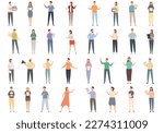 Casting actors icons set cartoon vector. Movie actor. Film camera