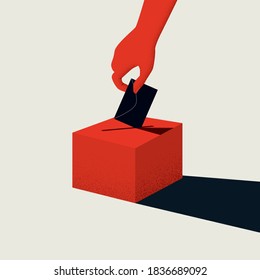 Casting ballot in USA presidential election 2020 vector concept. Symbol of freedom, choice, politics. Eps10 illustration.