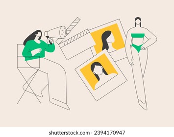 Casting call abstract concept vector illustration. Open call for models, commercial shootings, photo and video casting, modelling agency request, audition for brand advertising abstract metaphor.