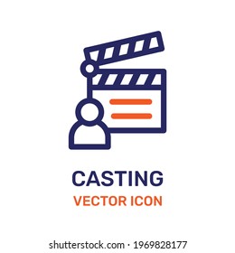 Casting concept. User with clapperboard icon vector illustration
