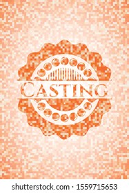 Casting orange mosaic emblem with background