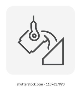 Casting process in metallurgy or metallurgical production industry vector icon. Manufacturing process in foundry, furnace, factory plant. To pouring hot liquid, molten metal into ingot mold. 64x64 px.