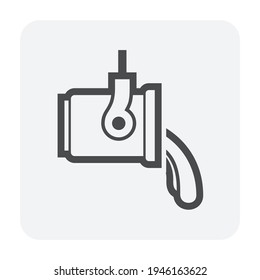 Casting process in metallurgy or metallurgical production industry vector icon. That manufacturing process in foundry, furnace or factory plant. To pouring hot liquid or molten metal into ingot mold.