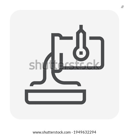 Casting process in metallurgy or metallurgical production industry vector icon. Manufacturing process in foundry, furnace, factory plant. To pouring hot liquid, molten metal into ingot mold. 48x48 px.