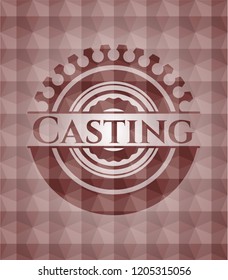 Casting red seamless geometric pattern emblem. Seamless.