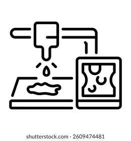 Casting resin with a tool, linear style icon