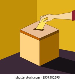 casting vote on a ballet box illustration in vector file