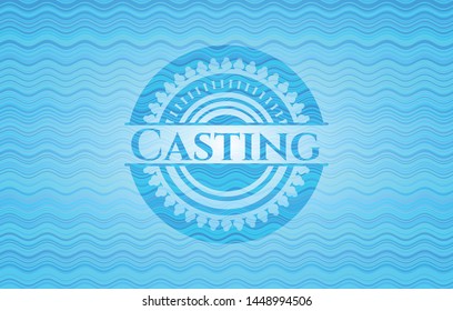 Casting water concept badge background. Vector Illustration. Detailed.
