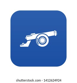 Cast-iron cannon icon blue vector isolated on white background