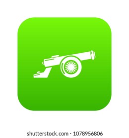 Cast-iron cannon icon green vector isolated on white background