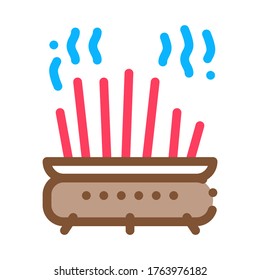 cast-iron pot with chopsticks icon vector. cast-iron pot with chopsticks sign. color symbol illustration