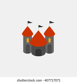 castle amusements park isometric design. abstract isolated vector illustration.