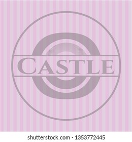 Castle badge with pink background