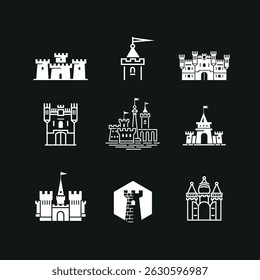 Castle badge set and templates. Emblem, symbol or badge.