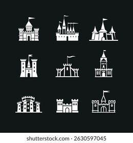 Castle badge set and templates. Emblem, symbol or badge.