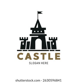 Castle badge template design. Emblem, symbol or badge.Flat style illustration.