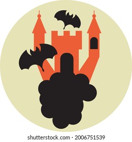 Castle and bats, illustration, vector on a white background.