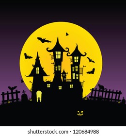 castle with bats vector five illustration