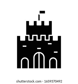 Castle black icon, concept illustration, vector flat symbol, glyph sign.