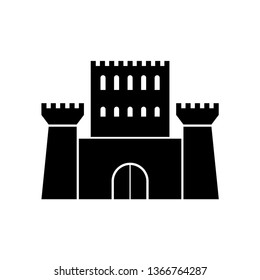 Castle. Black silhouette. Vector drawing. Isolated object on white background. Isolate.