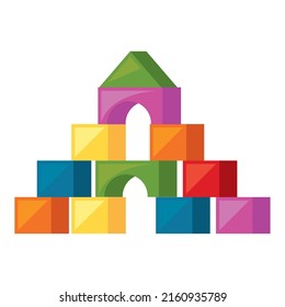 castle blocks toys colorful icon