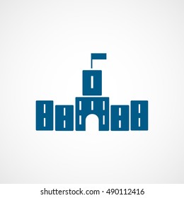 Castle Blue Flat Icon On White Background