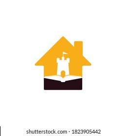 Castle Book home shape concept Logo Template Design Vector. Book and castle logo combination.