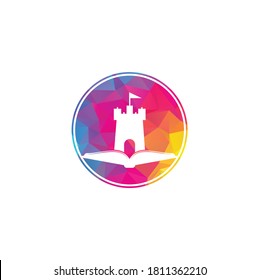 Castle Book Logo Template Design Vector. Book and castle logo combination. Tower and market symbol or icon.