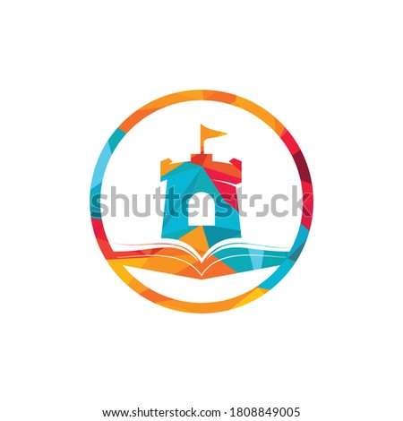 Castle book vector logo design. Unique bookstore, library and fortress logotype design template.