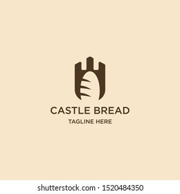 Castle With Bread Logo Design Concept Template - Vector